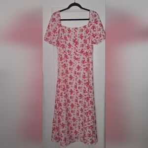 SHIEN White-Pink Floral Dress